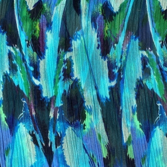 Express ikat print top size XS blue green teal relaxed beachy vibe - Picture 4 of 14